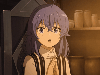 Surprised Girl in Front of Shelf of Jars