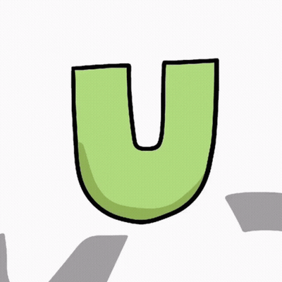 Surprised Letter U Cartoon GIF