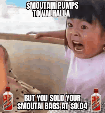 Surprised Little Girl Sitting Next To Two Bottles Of Smoutain GIF
