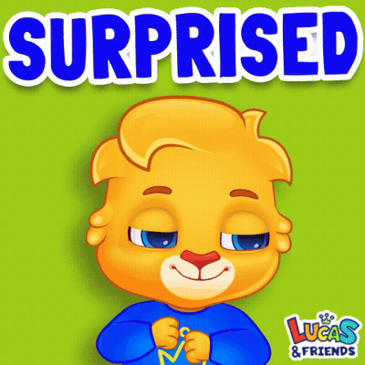 Surprised Lucas And Friends Poster With Cartoon Lion GIF
