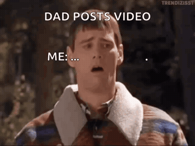 Surprised Man Looking at Dad Posts Video