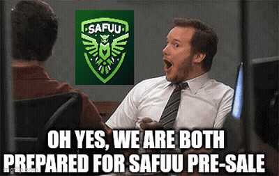 Surprised Man Sitting In Front Of Safuu Logo GIF