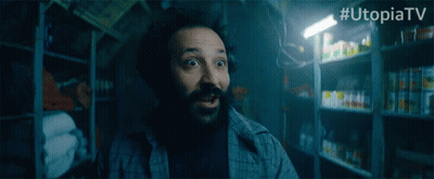 Surprised Man With Beard In Dark Room #Utopiatv GIF