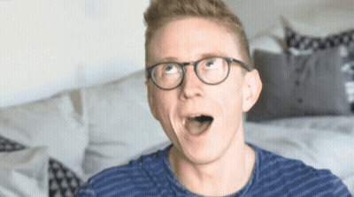 Surprised Man With Glasses And Blue Shirt GIF