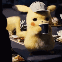 Surprised Pikachu Drinking Coffee Ear Flap GIF