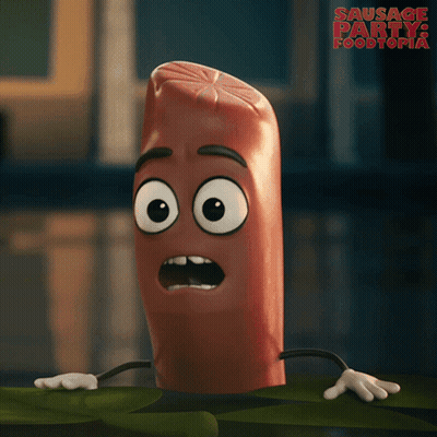Surprised Sausage From Sausage Party 2 GIF