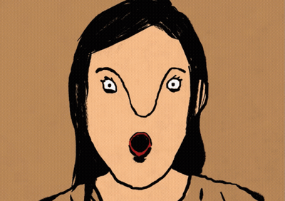 Mujer sorprendida dibujando GIF