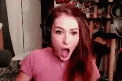 Surprised Woman Headphones At Computer GIF