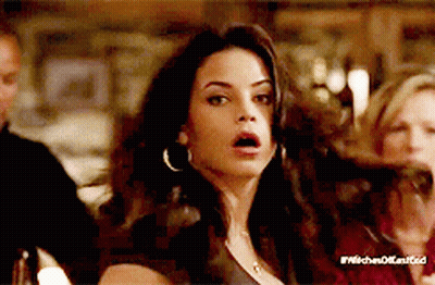 Surprised Woman In Witches Of Eastwood Ad GIF