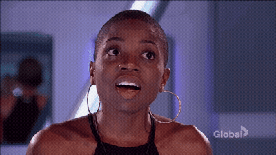Surprised Woman On Global TV Show GIF