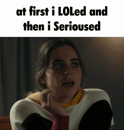 Surprised Woman Saying At First I Loled GIF