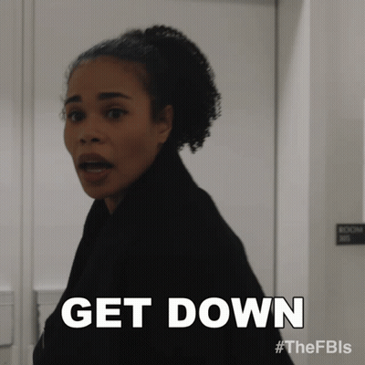 Surprised Woman Saying Get Down GIF