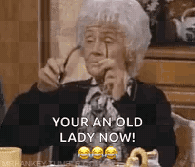 Surprised Woman Saying I'm Old GIF