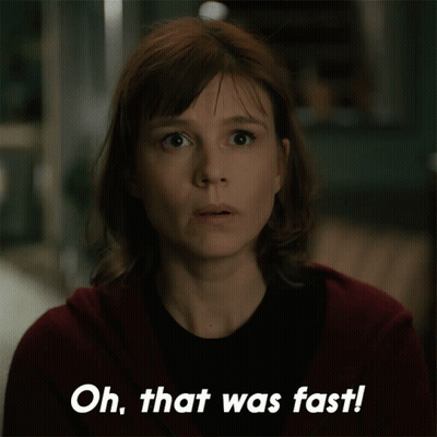Surprised Woman Saying Oh That Was Fast GIF
