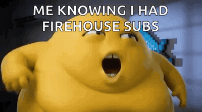 Surprised Yellow Cartoon Saying Me Knowing I Had Firehouse Subs GIF