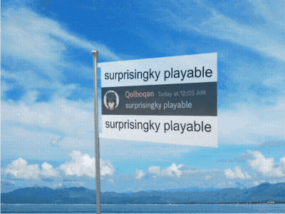 Surprisenky Playable Sign In Front Of Blue Sky GIF