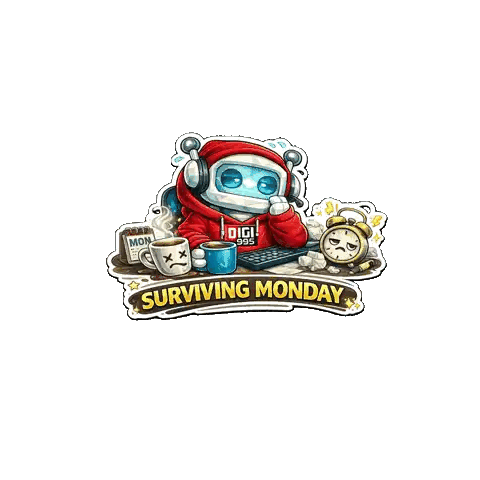 Surviving Monday Robot Sticker
