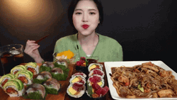 Sushi Mukhbang Delicious GIF