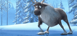 Sven Slipping On Ice In Snowy Woods GIF