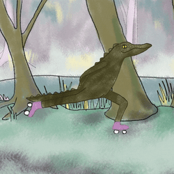 Swamp Alligator Roller Skating GIF