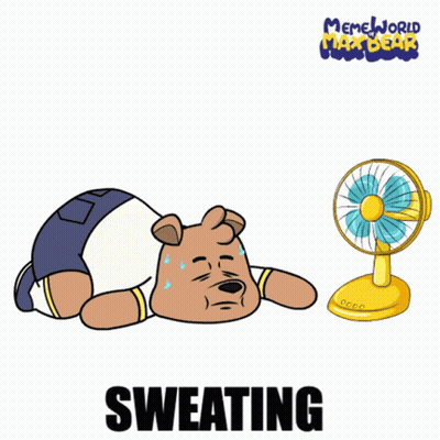 Sweating Bear Next To Fan GIF