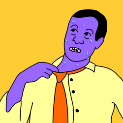 Sweaty Animated Man Pulling Shirt Collar GIF