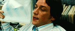 Sweaty James McAvoy Fanning GIF