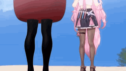 Sweep The Leg Virtual Girl With Pink Hair GIF