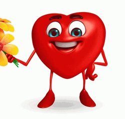 Sweet Animated Heart Holding Flowers GIF