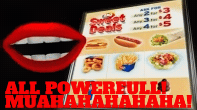 Sweet Deals Sign Next To Mouth GIF