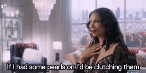 Sweet Demure Lady Clutch Pearls GIF