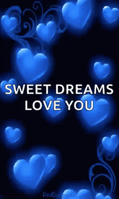 Sweet Dreams Love You Greeting Card With Blue Hearts GIF