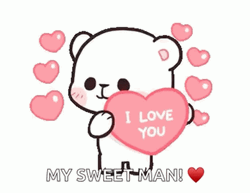 Sweet Man Love You Bear Hearts GIF