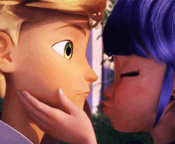 Sweet Marinette And Adrien Kissing GIF