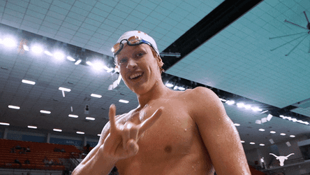 Swimmer Doing Hook Em Sign GIF