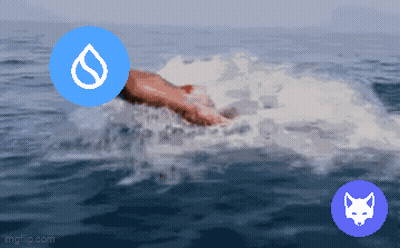 Swimmer With Blue Drop Circle And Blue Fox Circle GIF