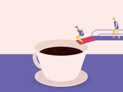 Swimmers Jump In The Animated Coffee Pool