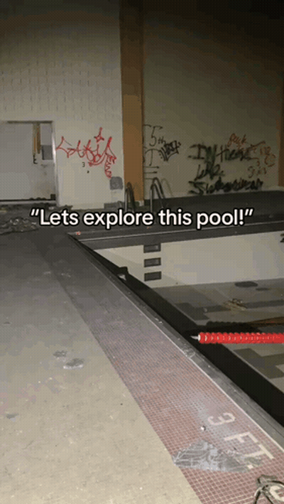 Swimming Pool With Graffiti Lets Explore This Pool GIF