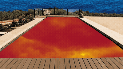 Swimming Pool With Red Cover And Blue Sky GIF