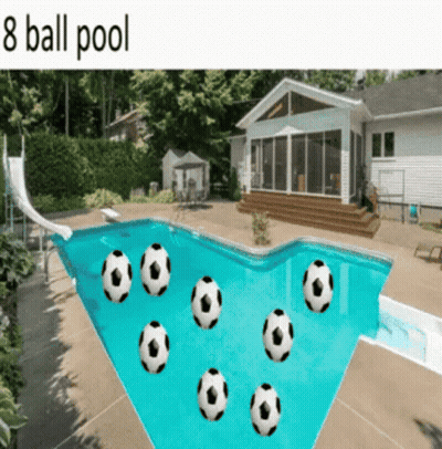 Swimming Pool With Soccer Balls Saying 8 Ball Pool GIF