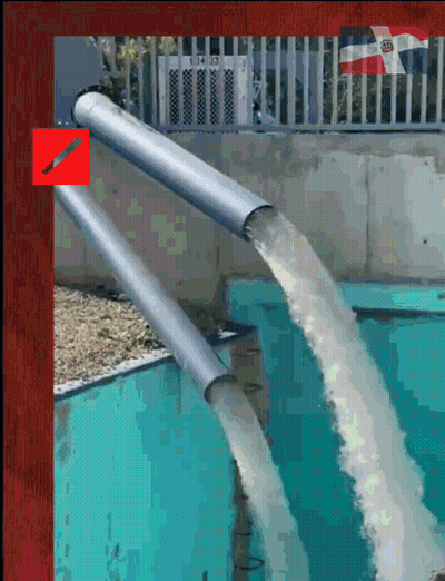 Swimming Pool With Two Pipes And Red Arrow GIF
