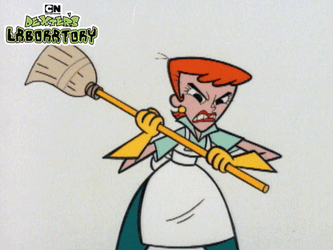 Swing The Broom Dexter's Mom GIF