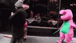 Sword Fight Barney And Fiends GIF