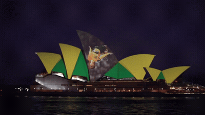 Sydney Opera House Lit Up At Night GIF