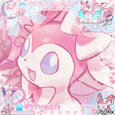 Sylveon Surrounded By Collage Of Images GIF