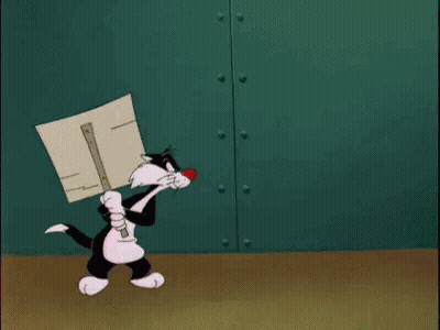 Sylvester The Cat From Looney Tunes Is Holding A Sign That Says `` Save The Fish For Me '' . GIF