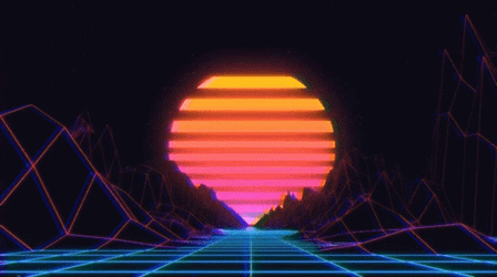 Synthwave Dark Night Mountainside GIF