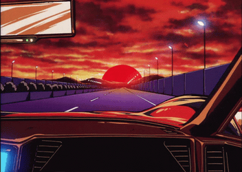 Synthwave Driving Red Sky GIF