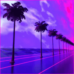 Synthwave Palm Tree Mauve Sky GIF