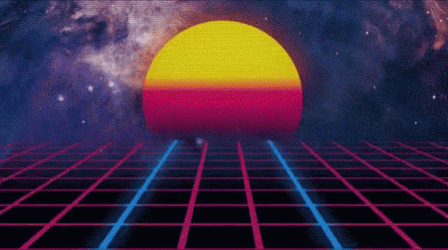 Synthwave Rainbow Moon Ruby Grid GIF